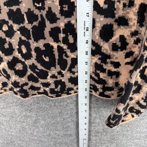 Nicole Miller Sweater Pullover Women XL Brown Animal Print Knit High Neck Rayon - Picture 6 of 7